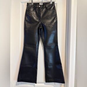 Aritzia Wilfred Black Faux Leather Flare Pants